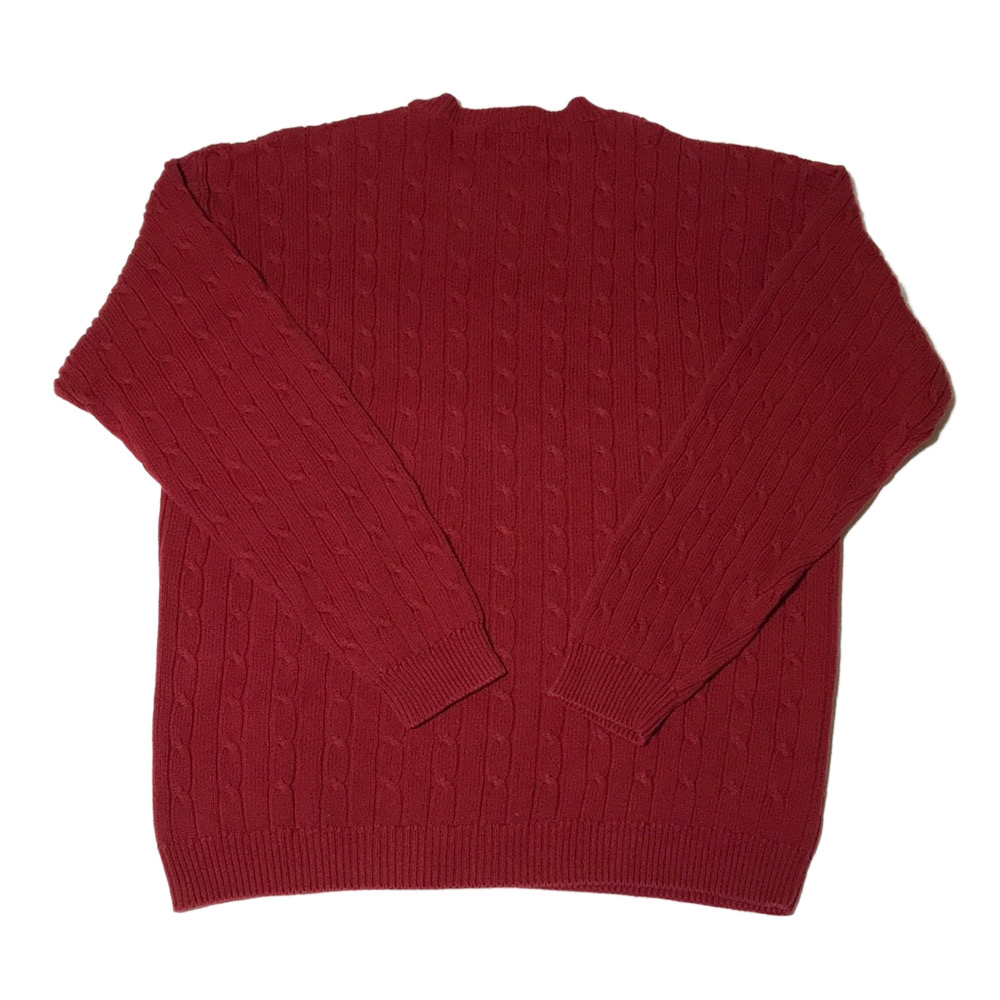 HUNT CLUB COLLECTION—VTG—Men’s Chunky Red Cable-Knit Crewneck Sweater—Size XL - Picture 2 of 12